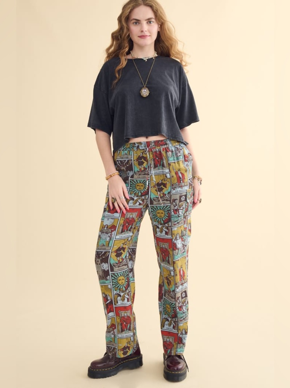 Tarot Print Straight-Leg Pants - Multicolor